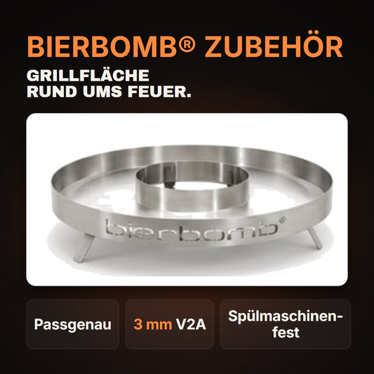 Grillschale rund exklusiv fuer bierbomb - passgenau, 3 mm V2A, spuelmaschinenfest